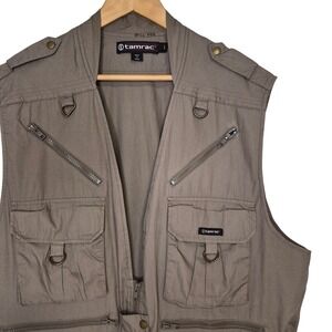 Tamrac Photography Vest Mens Large Khaki Brown Multi-Pocket Utility Cotton